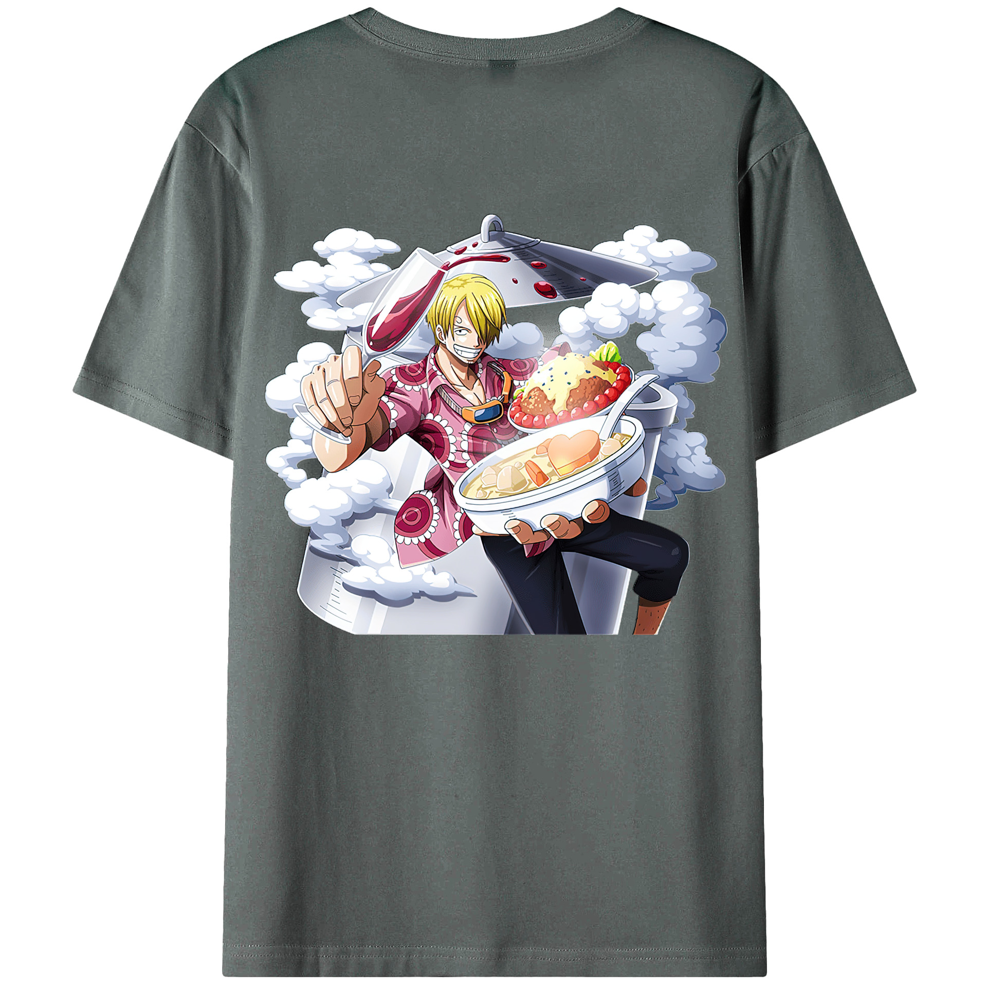 （画像用） ワンピース サンジ ONE PIECE Sanji 綿100％ メンズ半袖Tシャツ（バックプリント） 通気性